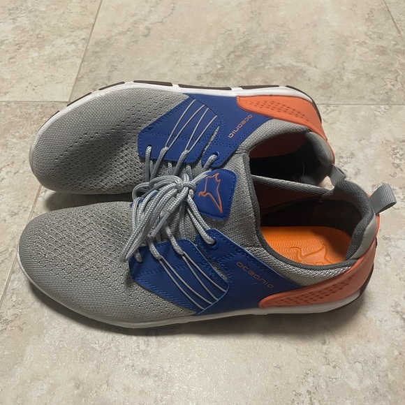 Oceania Fastnet Boat Shoe, Light Grey/Orange/Blue. Size 9 - Picture 1 of 12